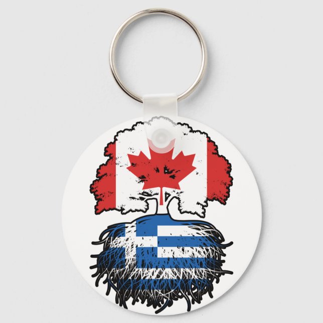 Grekiska kanadensiska kanadensiska Träd Roots Flag Nyckelring (Framsida)