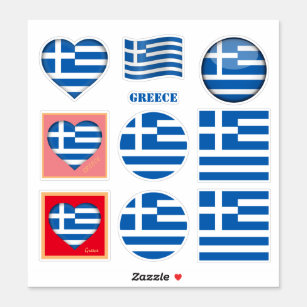 Grekiska klistermärken och grekisk Flagga, hjärta/