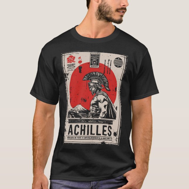 Grekiska krigare med Röda Sol | Achilles Mythology T Shirt (Framsida)
