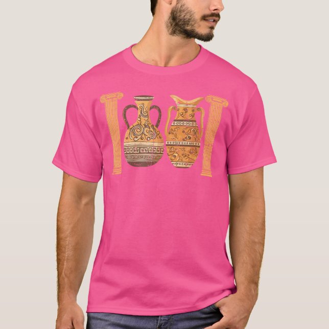 Grekiska krukor vaser keramik konstnär t shirt (Framsida)