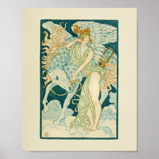 Grekiska kvinnor, borre, blå stjärnor Skriv ut Poster (Framsidan)