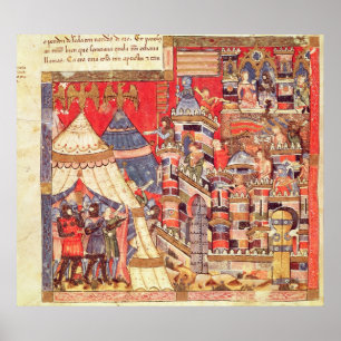 Grekiska lägret och Troy-staden Poster