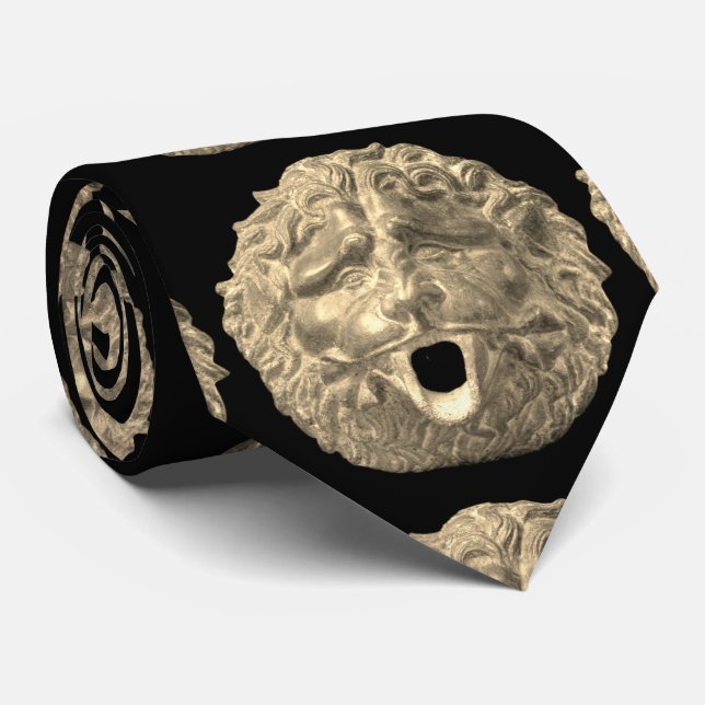 Grekiska Lejona Ansikte Slips (Rullad)