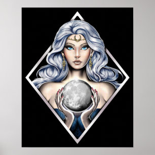Grekiska Måne Goddess Nyx Poster