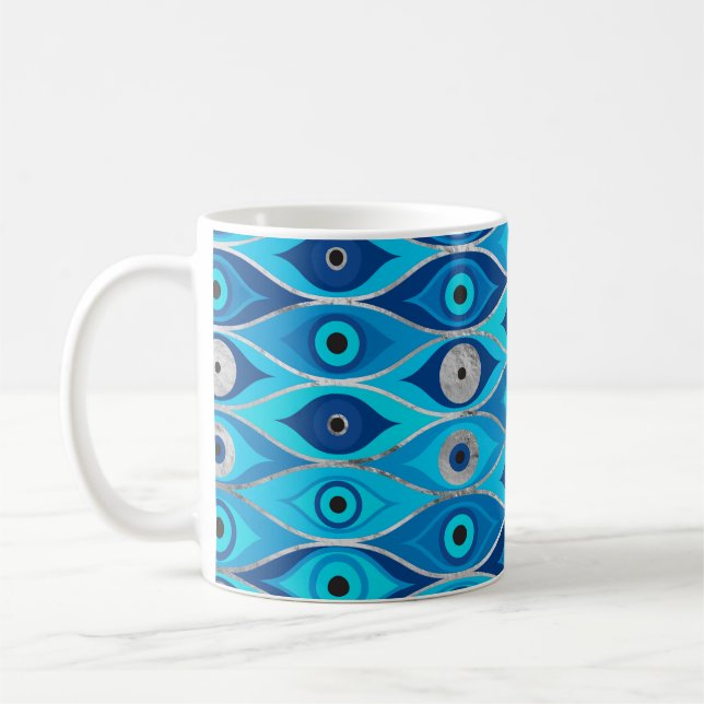 Grekiska Mataki - Matiasma Evil Öga Mönster Kaffemugg (Vänster)