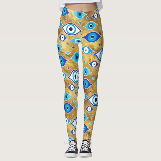 Grekiska Mataki - Matiasma Evil Öga mönster Leggings (Framsida)