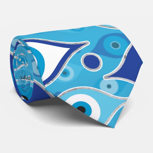 Grekiska Mati Mataki - Matiasma Evil Öga mönster Slips (Rullad)