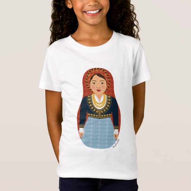 Grekiska Matryoshka Girls' T-Shirt (Framsida)