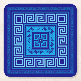 Grekiska Meander - Grekiska Nyckel - blå nyanser Underlägg Papper Kvadrat