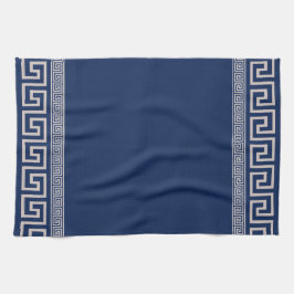 Grekiska Meander - Grekiska Nyckel - Blue and Beig Kökshandduk