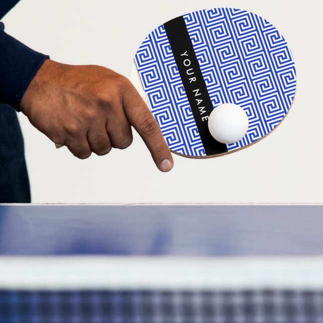 Grekiska Meander Nyckel Blue, Ditt namn, anpassa Pingisracket (Insitu)