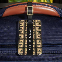 Grekiska Meander Nyckel Brown, ditt namn, personal Bagagebricka