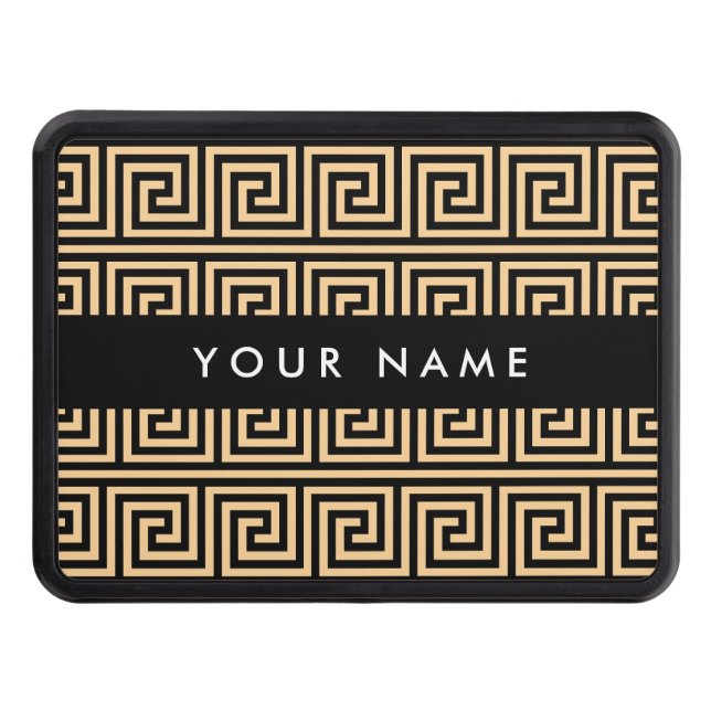 Grekiska Meander Nyckel Brown, ditt namn, personal Dragkroksskydd (Framsidan)