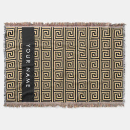 Grekiska Meander Nyckel Brown, ditt namn, personal Filt