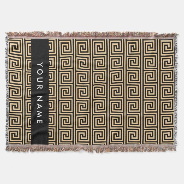 Grekiska Meander Nyckel Brown, ditt namn, personal Filt (Framsidan)