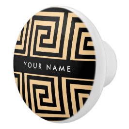 Grekiska Meander Nyckel Brown, ditt namn, personal Knopp