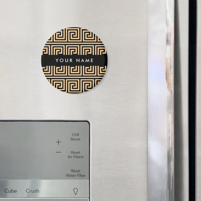 Grekiska Meander Nyckel Brown, ditt namn, personal Magnet (In Situ (Fridge))