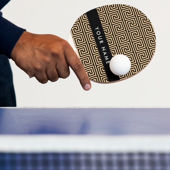 Grekiska Meander Nyckel Brown, ditt namn, personal Pingisracket (Insitu)