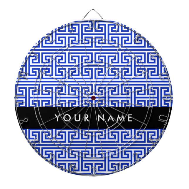 Grekiska Meander Nyckel H Blue, Ditt namn, anpassa Darttavla (Framsidan)