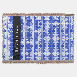 Grekiska Meander Nyckel H Blue, Ditt namn, anpassa Filt