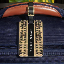 Grekiska Meander Nyckel H Brown, ditt namn, person Bagagebricka