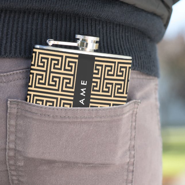 Grekiska Meander Nyckel H Brown, ditt namn, person Fickplunta (In Situ)