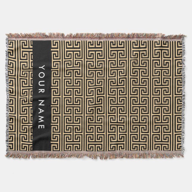 Grekiska Meander Nyckel H Brown, ditt namn, person Filt (Framsidan)