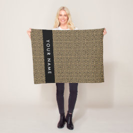 Grekiska Meander Nyckel H Brown, ditt namn, person Fleecefilt