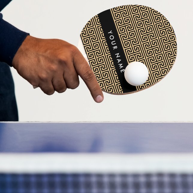 Grekiska Meander Nyckel H Brown, ditt namn, person Pingisracket (Insitu)