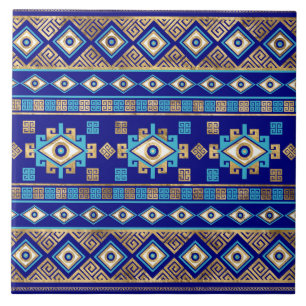 Grekiska Meander Nyckel och Evil Öga Kakelplatta