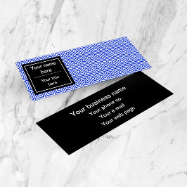 Grekiska Meander Nyckel Squares Mönster Blue Mini Visitkort
