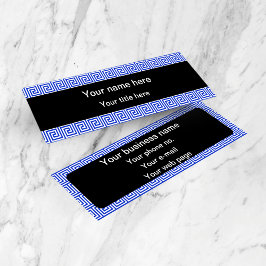 Grekiska Meander Nyckel Squares Mönster Blue Mini Visitkort