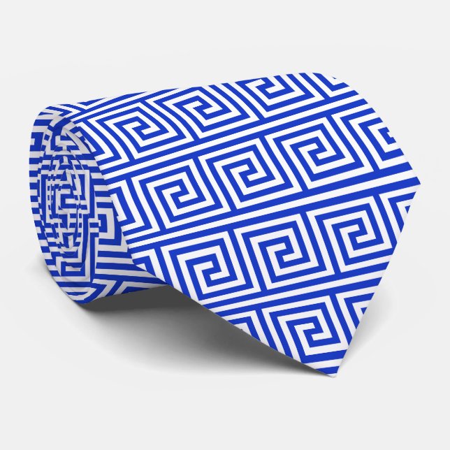 Grekiska Meander Nyckel Squares Mönster Blue Slips (Rullad)