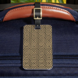 Grekiska Meander Nyckel Squares Mönster Brown Bagagebricka