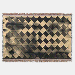 Grekiska Meander Nyckel Squares Mönster Brown Filt