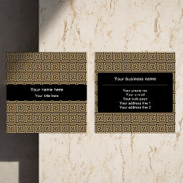 Grekiska Meander Nyckel Squares Mönster Brown Fyrkantigt Visitkort