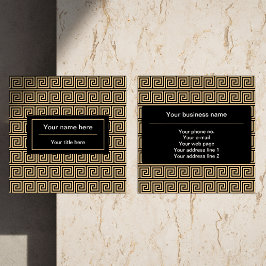 Grekiska Meander Nyckel Squares Mönster Brown Fyrkantigt Visitkort