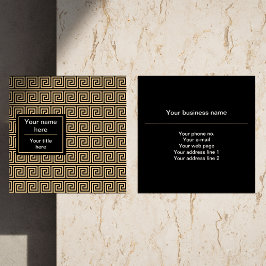 Grekiska Meander Nyckel Squares Mönster Brown Fyrkantigt Visitkort