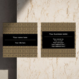 Grekiska Meander Nyckel Squares Mönster Brown Fyrkantigt Visitkort