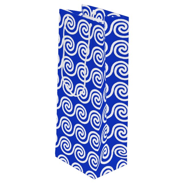 Grekiska Meander Nyckel Vinkara Mönster Blue (Baksidan Vinklad)