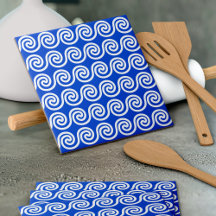 Grekiska Meander Nyckel Vinkara Mönster Blue