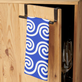 Grekiska Meander Nyckel Vinkara Mönster Blue Kökshandduk