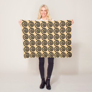 Grekiska Meander Nyckel Vinkara Mönster Brown Fleecefilt