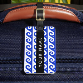 Grekiska Meander Nyckel, Wave Nyckel, Blue, Ditt n Bagagebricka