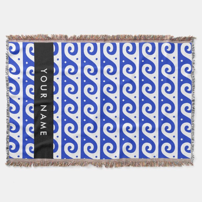 Grekiska Meander Nyckel, Wave Nyckel, Blue, Ditt n Filt (Framsidan)