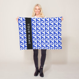 Grekiska Meander Nyckel, Wave Nyckel, Blue, Ditt n Fleecefilt