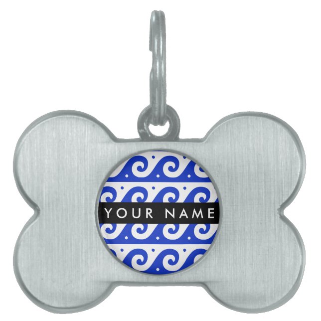 Grekiska Meander Nyckel, Wave Nyckel, Blue, Ditt n ID-bricka Husdjur (Framsidan)