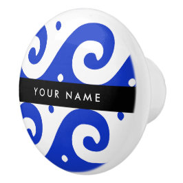 Grekiska Meander Nyckel, Wave Nyckel, Blue, Ditt n Knopp