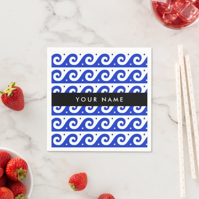 Grekiska Meander Nyckel, Wave Nyckel, Blue, Ditt n Pappersservett (Insitu)