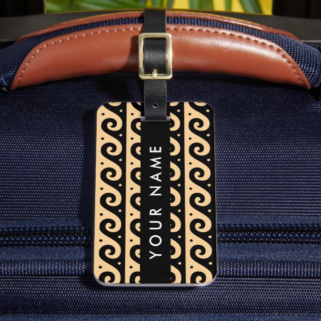 Grekiska Meander Nyckel, Wave Nyckel, Brown, ditt  Bagagebricka (Framsida Insitu 2)